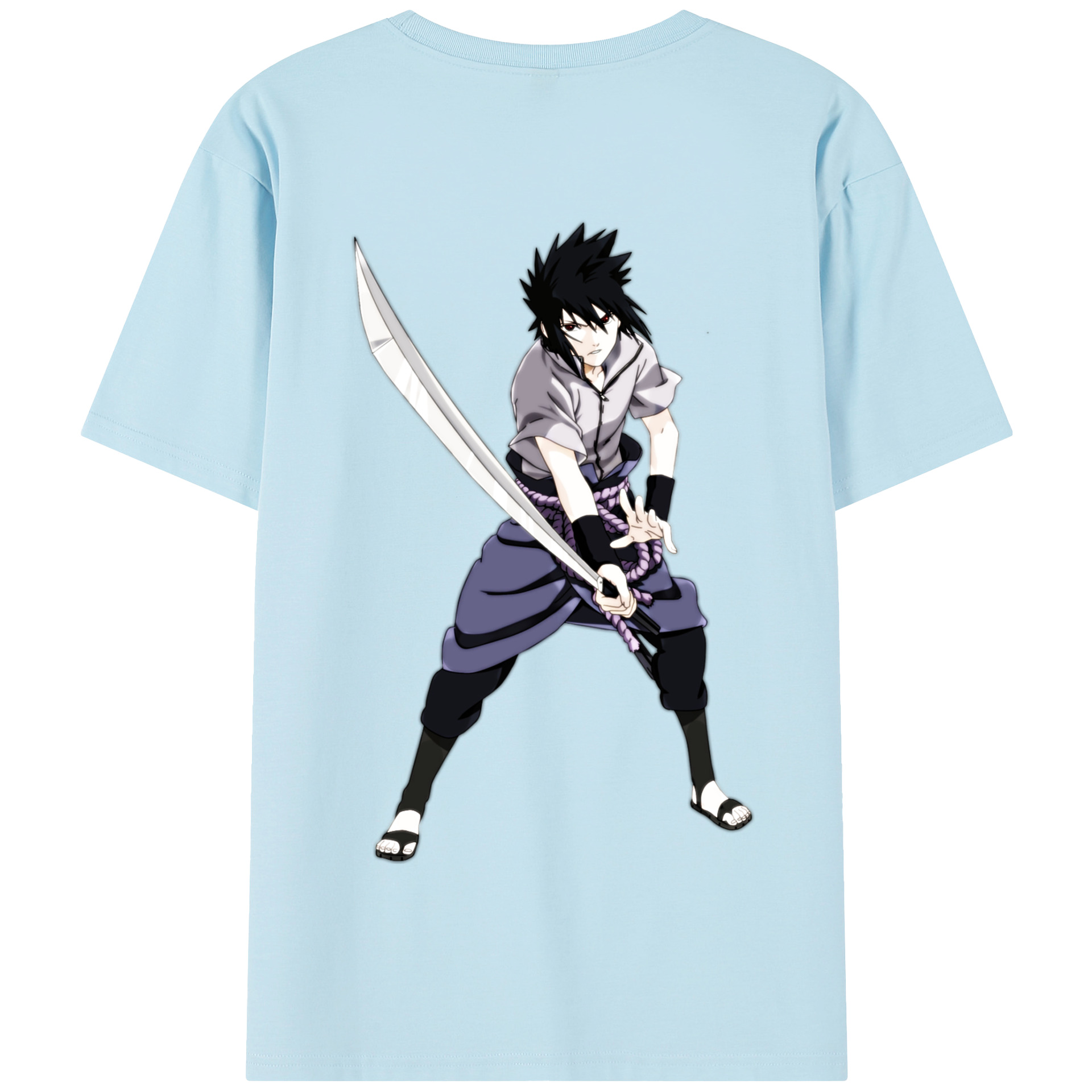 （画像用） NARUTO -ナルト- うちは サスケ Uchiha Sasuke 綿100％半袖Tシャツ（背面プリント）